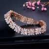 Bracelets de charme CWWZircons Femmes Bijoux De Mode Magnifique Couleur Argent Printemps Fleur Zircon Cubique Connecté Tennis Bracelet pour Mariage CB010 230425