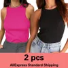 Kvinntankar Camis Två sommartröjor Sexig backless Top Y2K Rose Red Casual Sports Shoulder T-shirt 230425