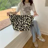 Evening Bags 2023 Korea Chic Big Casual Tote Bag Leopard Shoulder Ladies Canvas Cosmetic Large Capacity Shopping Bolsa Mujer