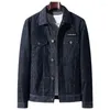 Herrjackor 2023 Spring och Autumn Mens Denim Coats Fashion Turn-Down Collar Button Smart Casual Black Jean Jacket