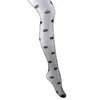 Femmes chaussettes collants collants noir et blanc gros points entièrement sans couture Sexy bas transparents serré femme Collant