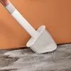 Suporte para escovas de vaso sanitário WIKHOSTAR Conjunto de escova de vaso sanitário montado na parede com suporte de drenagem de silicone de cabeça plana escova de limpeza de cerdas macias flexíveis 231124