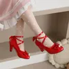 Sneakers Lolita Crossstrap School Party Princess Shoes High Heels Red White Black Bowties Pearl Pendant Sweet Big Girls Pumps 7 12 14y 230424