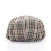 Spring Summer Thin Beret Hat Checked Cloth Art Retro Peaked Cap Casual Flat Driver Newsboy Caps for Women Men Sunhat