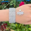 Charm Armband Treegraces Luxury Shiny Cubic Zirconia Silver Color Big Wide Wedding Bridal Armband For Women Fashion Prom Dress Smycken BR273 230425