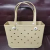Shopping Bags Waterproof Beach Bag Solid Punched Organizer Basket Summer Water Park Storage Handbags Large Women's Gifts