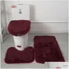 Badmattor fast färg badrumsmatta set fluffiga hårstrån mattor modernt toalettlock er mattor kit 3st/set rec 50x80 50x40 45x50cm 843 D3 DR DHIVT