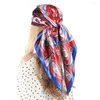 Halsdukar vintage siden halsduk kvinnor blommor tryck hårtillbehör foulard femme satin kerchief fyrkantig huvudduk bandana hijab