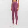 Nagi materiał damskie spodnie do jogi L-85 jednokolorowe sportowe ubrania na siłownię legginsy wysokiej talii elastyczna Fitness Lady ogólnie rajstopy Workoutadg8