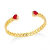 Bracelet FLOLA Chunky Chaîne Cubaine Déclaration Bracelets Pour Femmes Cuivre CZ Coeur Cristal Manchette Plaqué Or Bijoux Cadeaux Brtj13