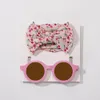 2Pcs/Set Fashion Sunglasses Cute Sweet Printing Match Soft Headbands Sets For Baby Girls Headwear Children Hair Accessories