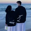 Men's Hoodies Sweatshirts 600G High Quality Cotton Couple Hooded Top Whale Dolphin Print Oversize Men Women Lovers Long Sleeve Pullovers Clothes 231124