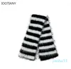 Scarves Winter Warm Narrow Long Scarf Black And White Striped Knitted Wool Scarve Women's Xiu Mink Shawl