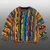 Erkek Sweaters 2023 Bahar Renkli Retro Etnik Stil Süveter Erkekler için Örgü Yuvarlak Boyun Moda Renkli Ezici