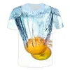 Men's T Shirts S Men/Women Fashion Summer 2023 Tees Streetwear Fruits Tops Cartoon Pineapple Print Round Neck Short Sleeve T-shirt