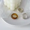 Klusterringar minimalistisk färgglad transparent hart akryl för kvinnor korea mode geometriska runda cirkel smycken tillbehör