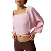 Women's Knits Women Knit Sweater Open Front Bolero Shrugs Casual Long Sleeve Crop Pullovers Y2k Solid Color Cardigan Fall Outerwear