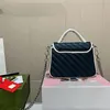 Elegante borsa da donna in pelle Borsa a spalla singola Borsa a tracolla in pelle di vacchetta a righe Borsa da postino portatile casual con chiusura piccola borsa quadrata