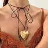 Collane con ciondolo Collana girocollo a cuore grosso 3D Grande catena a corda regolabile per donne Ragazze adolescenti Gioielli alla moda Y2K
