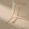 Anklets Women Elegant 18K Gold Plated Metal Link Chain Anklets for Girls Adjustable Length Delicate White Imitation Pearl Anklet R231125