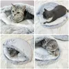 Kennele długopisy zimowe Plush Miękkie łóżko Sofa Cat okrągła poduszka ciepła 2 w 1 dom Puppy Nest Sleep Kennel dla małych piesek kotów 231124