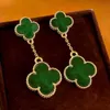 2024 Four Leaf Clover Earring Fashion Classic Dangle Earrings Designer for Woman Agate Mother of Pearl Moissanite Valentines Gift Teacherday