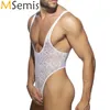 Waist Tummy Shaper Mens Lingerie Porno Fishnet Teddies Costume Pattern Transparent Bodysuit Deep Scoop Neck Thong Tight Bodysuit Muscle Nightwear 231124