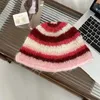 Berets Japanese Mohair Color Striped Fleece Bucket Hat Women Contrasting Colors Hand-woven Versatile Face Small Trend Winter Basin Hats