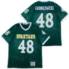 48 Rob Gronkowski Lycée Maillot Football Williamsville Spartans Pur Coton Moive Respirant Collège Équipe Vert Cousu Université Sport Pull Film