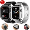 Luksusowe obudowy galwaniczne TPU Paski ze stali nierdzewnej Bamboo Łańcuchowe opaski Łańcuchowe pasy motyla Ochronne pasy okładki do Apple Watch 4 5 6 7 8 Ultra 49 45 44 42 mm