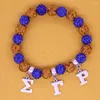 Bracelets de charme à la main à la main extensible jaune bleu boule de cristal perles Sigma Gamma Rho bracelet bracelets sororité fraternité lettre grecque