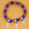 Braccialetti con ciondoli Alla moda fatti a mano Stretch Giallo Blu Perline di cristallo Sfera Sigma Gamma Rho Braccialetti Braccialetti Sorority Fraternity Lettera greca