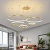 Hängslampor moderna ljus vardagsrum mat cirkel ringar akryl aluminium kropp led taklampa hem inomhus belysning fixturer