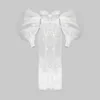 Robes décontractées Doris Fanny argent blanc luxe sirène perlée robes de soirée manches bulle Sexy robe élégante pour les femmes fête