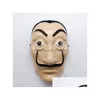 Party Maskers Saador Dali Masker Fl Face La Casa De Papel Kostuum Film Halloween Cosplay Rre1421 Drop Delivery Huis Tuin Feestelijke Suppl Dhw4K