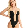 Midja mage shaper spets bodysuit formewear djupt vneck kropp rygglös u kasta thong tränare kvinnor rensa rem vadderad push up corset 230425