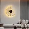 Reloj lámpara de pared dormitorio lámpara de noche luz nórdica lujo creativo sala de estar fondo lámpara de pared modelado pasillo decorativo luces colgantes de pared