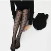 Femmes chaussettes collants classique petit pois soie bas minces dames Vintage Faux tatouage collants bonneterie Jacquard noir