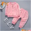 Clothing Sets Fall Sporty 2 Piece Set Toddler Children Solid Zipper Coat Pants Boy Girl Clothes Sheath Fl Sleeve Kids 12M-5T Girls Dro Dh40X