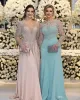 Vintage Sequins the Bride Long Sleeves Beads Crystals Mother of Groom Dresses Plus Size Evening Prom Gowns Dress