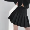 Spódnice plisowana spódnica z wysokim pasażem Kobieta Summer Slim Preppy Style krótki biuro Lady Retro Kawa