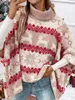 Suéteres para mujer Mujeres S Navidad Clásico Elk Copo De Nieve Estampado De Cuello Alto Manga De Murciélago Jersey Tops De Punto