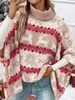 Pulls pour femmes Femmes S Christmas Classic Elk Flocon de neige Imprimer Col roulé Batwing Manches Pull Tops en tricot