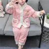 Pyjama 2024 Herfst Winter Kinderen Dikker Warm Flanel Baby Jongens Meisjes Cartoon Beer Casual Nachtkleding Kleding Sets Pyjama 231124