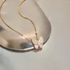 Pendant Necklaces Elegant Delicate Zircon Butterfly Necklace