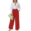 Pantalone da donna primavera ed estate nuovi pantaloni a vita alta aperti donne cotone e lino a petto singolo pantaloni casual sciolti