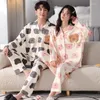 Pijamas femininos outono pijamas para casais de algodão masculino mangas completas roupas de casa terno masculino pijama casual loungewear