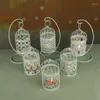 Candle Holders C90D Hollow Holder Candlestick Tealight Hanging Lantern Bird Cage Vintage Wrought