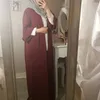 Etnische kleding Eenvoudige Turkse kleding Lange mouw Effen kleur Zacht crêpe vest Dames Open Nieuwste ontwerp Dubai Kaftan Moslim Abaya