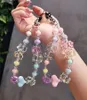 Colorful BeadCell Phone Wrist Straps Crystal Bear Pendant Hand-beaded Hand-held Chain Pendant Antilost Sling Wrist Lanyard Mobile Phone Lanyard